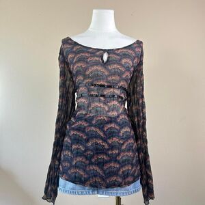 Whimsigoth Sheer Boho Hippie Tie Top
